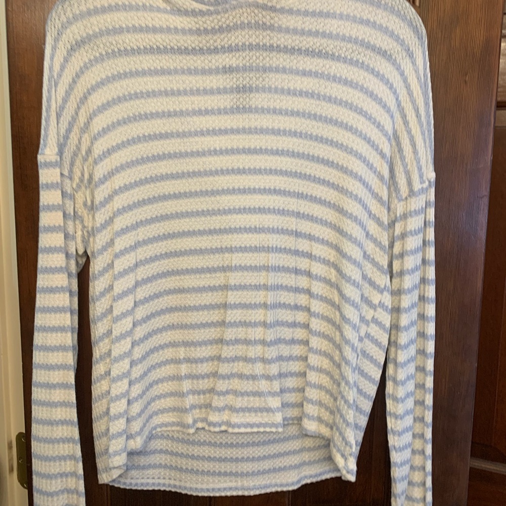Long sleeve striped shirt with hood